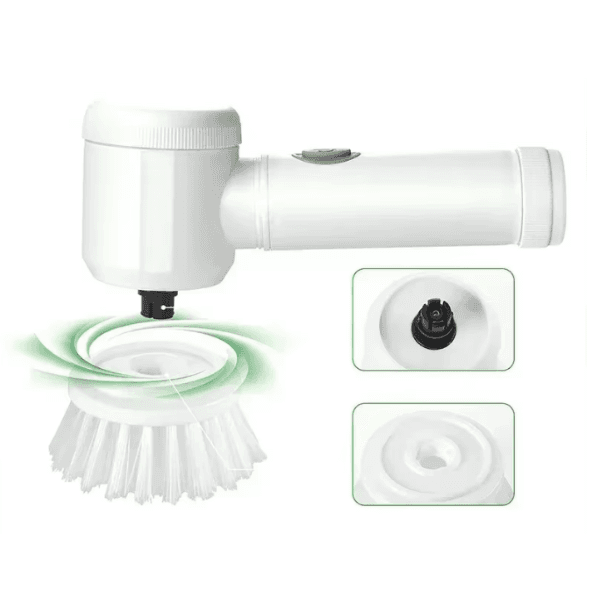 Bezprzewodowa elektryczna szczotka obrotowa z 5 wymiennymi końcówkami do skutecznego czyszczenia